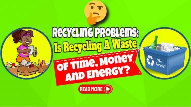 Image text: "Recycling Problems - Is Recycling A Waste Of Time, Money and Energy?".