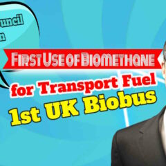Image text: "First use of biomethane fuel for transport vehicles