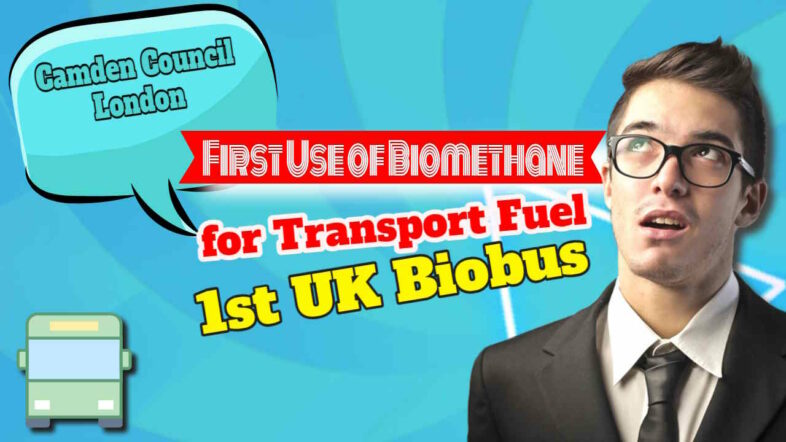 Image text: "First use of biomethane fuel for transport vehicles