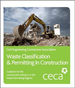 Illustration of the cover of the UK CECA guide to construction waste management pdf.