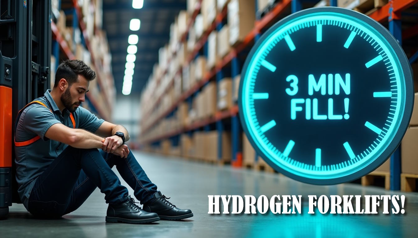 Hydrogen Forklifts take only a few minutes to recharge. Hydrogen Forklifts take only a few minutes to recharge.