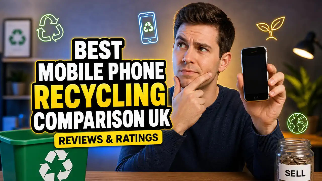 Image with the text: Best mobile phone recycling comparison UK reviews & ratings.
