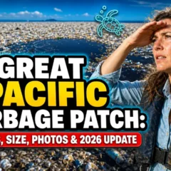 Image with featured text: Great Pacific Garbage Patch Facts Size Photos 2026 Update.