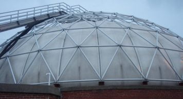 Image illustrates a biogas holder as part of our Greenhouse Gases Effect 5% Reduction with Circular Economy, article.