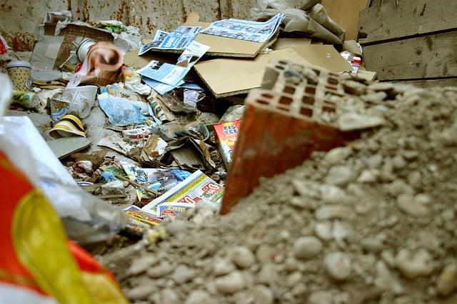 Image shows building rubbish.