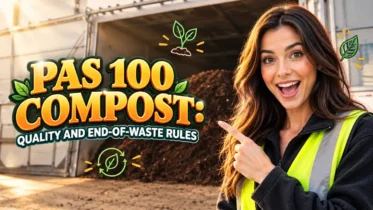 Featured image with the text: PAS 100 Compost Quality and End-of-Waste Rules.