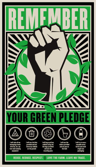 Image shows the Glastonbury Green pledge. A step toward a Zero Waste Event.