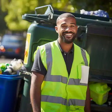 Sustainable Trash Removal Company worker.