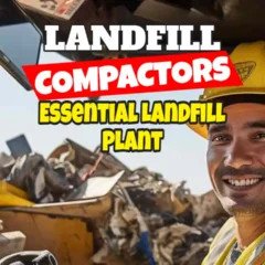 A landfill compactor driver in his cab, with text: "Landfill Compactors - Essential Landfill Equipment