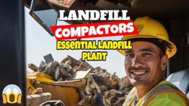A landfill compactor driver in his cab, with text: "Landfill Compactors - Essential Landfill Equipment