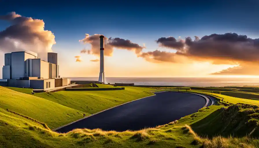 A beautiful nuclear power station panorama (AI visualization). A beautiful nuclear power station panorama AI visualisation.