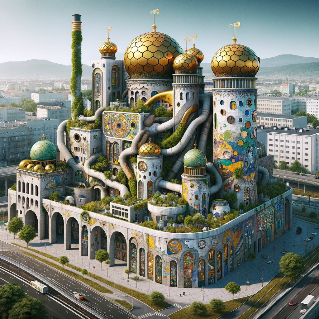 An AI visualisation of an EfW plant like the real Incinerator in Spitalau, Vienna.