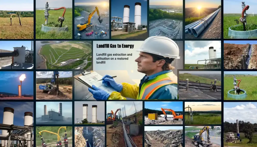 Landfill gas to energy collage