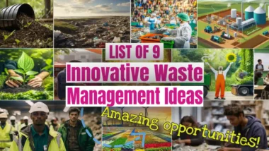 Featured image with the text: "List of 9 Innovative Waste Management Ideas."