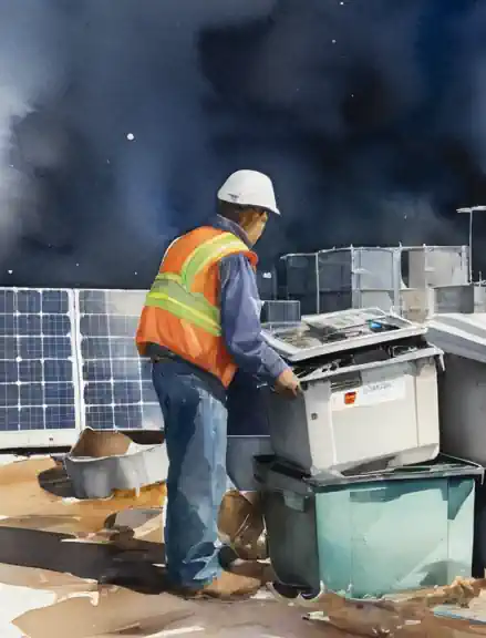 Calgary staff sort incoming e-waste.