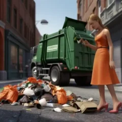 A Matchbox Garbage truck street scene.