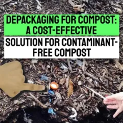 Image illustrates the need for Depackaging for Compost.