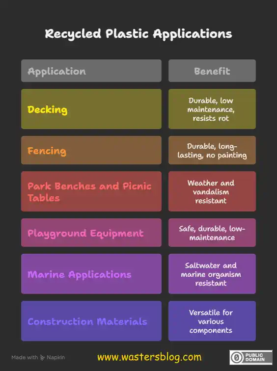 Advantages of Recycled Plastic as a Wood Replacement - infographic image.