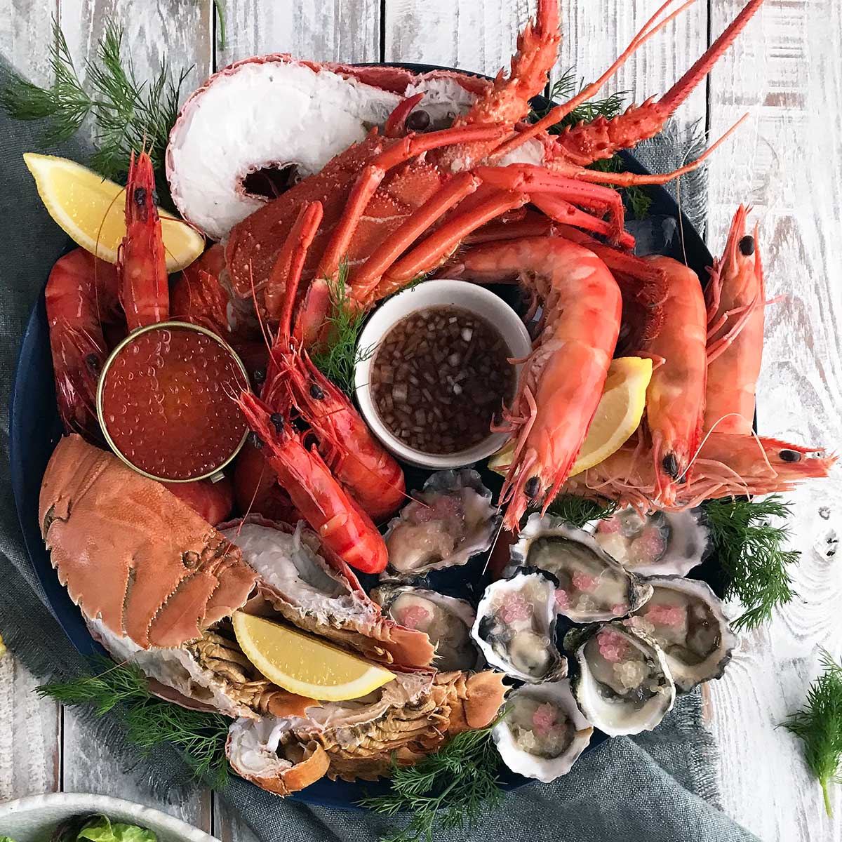 A delicious seafood plater shows jut how much of the dish will be uneaten and contribute to the need for innovative seafood shell waste recycling. A delicious seafood plater shows jut how much of the dish will be uneaten and contribute to the need for innovative seafood shell waste recycling.