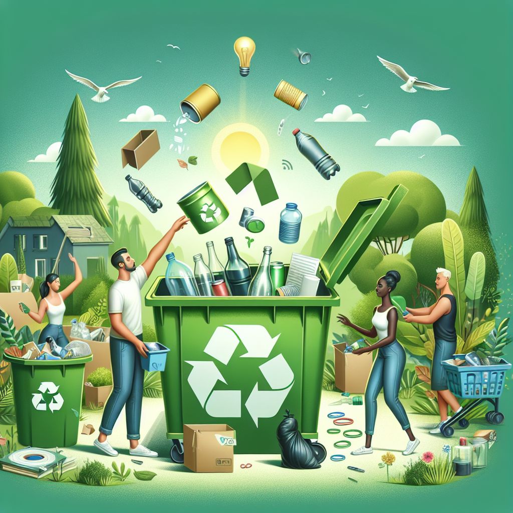 Ai concept cartoon showing people recycling their e-waste. Ai concept cartoon showing people recycling their e-waste.