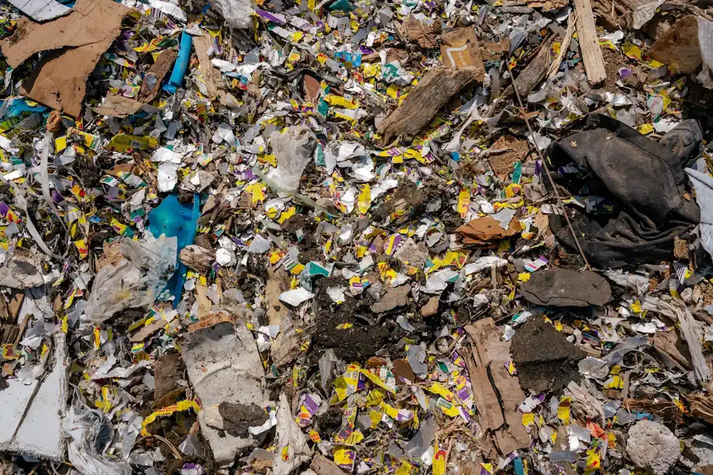 A close up of garbage with food waste is provided here to explain What Happens to Food Waste in Landfills.