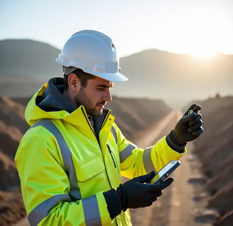 A landfill gas engineer carrying out LFG system monitoring A landfill gas engineer carrying out LFG system monitoring