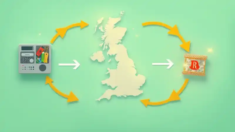 closed-loop recycling illustration UK map e-waste recycling companies UK flow chart closed-loop recycling illustration UK map e-waste recycling companies UK flow chart.