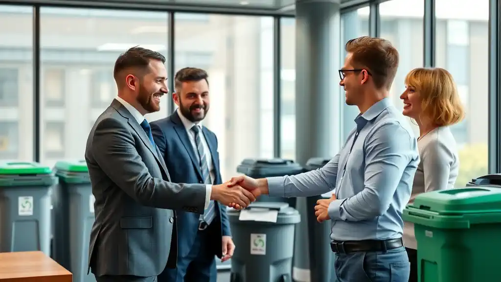 business clients partnering with e-waste recycling companies UK, boardroom handshake business clients partnering with e-waste recycling companies UK, boardroom handshake