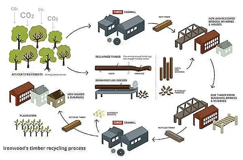 Wood recycling process infographic by Ironwork