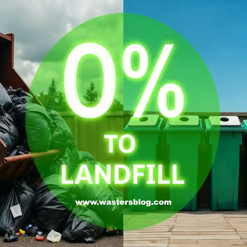 Image with text 0% to Landfill - The target for the top 10 waste management companies of Europe. Image with text 0% to Landfill - The target for the top 10 waste management companies of Europe.