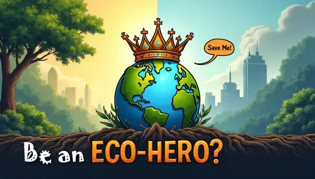 Poster with the text Be an Eco Hero - promotes sustainability.