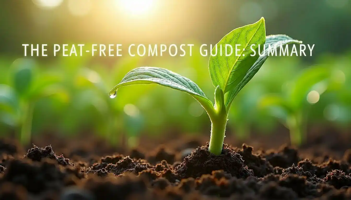 Image with text - The Peat Free Compost Guide - Summary.