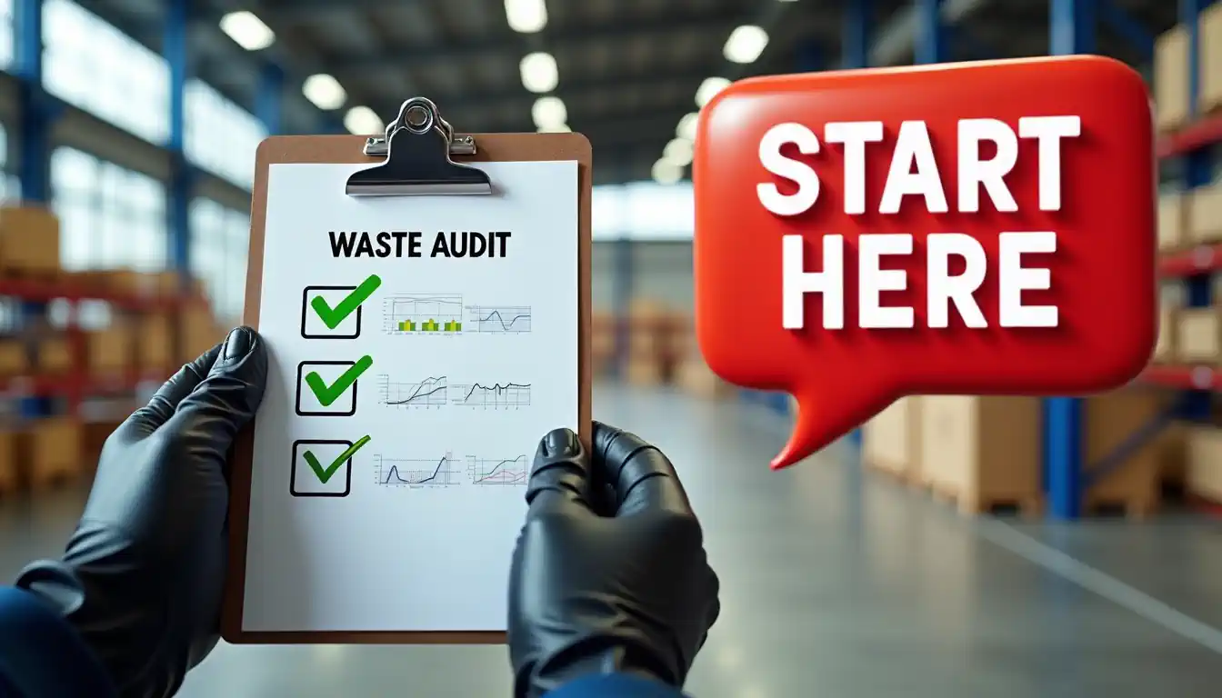 Sustainable waste management starts with a waste audit-clipboard image.