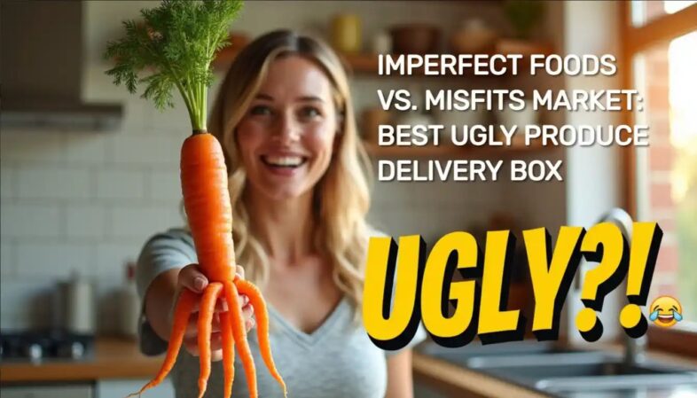 Image with text: Imperfect foods vs. Misfits market: best ugly produce delivery box.