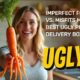 Image with text: Imperfect foods vs. Misfits market: best ugly produce delivery box.