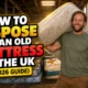 Featured image with the Article title text: How to Dispose of an Old Mattress in the UK 2026 Guide.