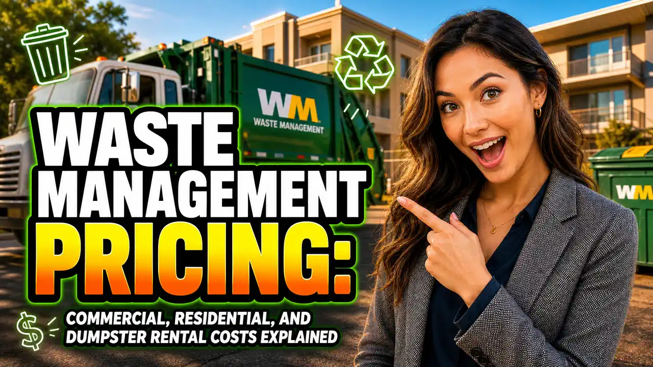 Featured image with the text: Waste Management Pricing Commercial Residential and Dumpster Rental Costs Explained.