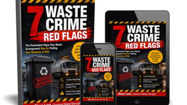 Cover3D image 7 Waste Crime Flags shown on 3 devices.