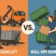 Featured image with text: Roll-Off vs. Hook-Lift Container for Construction Site Debris Removal.